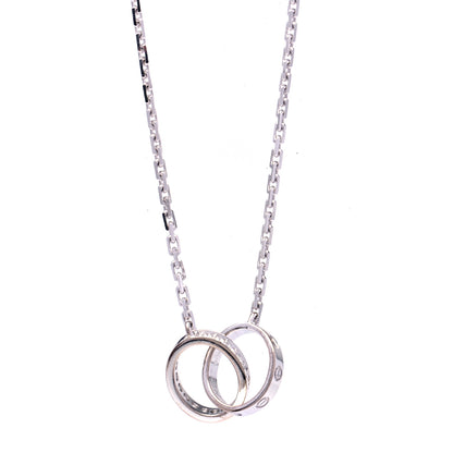 Cartier 18K White Gold Diamond Interlocking LOVE Necklace 1 of 6
