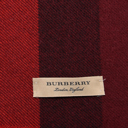 Burberry Wool Cashmere Giant Exploded Check Fringe Scarf Claret 4 of 5