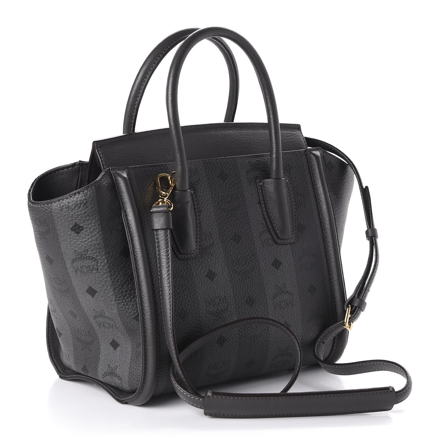 MCM Striped Visetos Satchel Phantom Grey 3 of 9