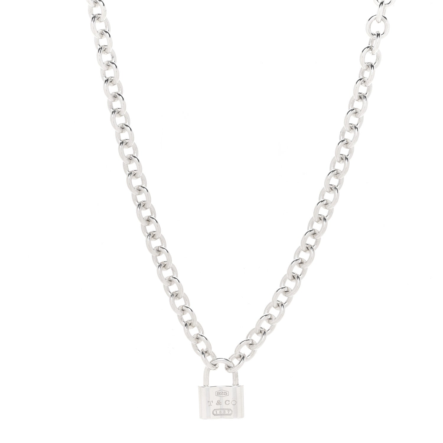 Tiffany Sterling Silver 1837 Lock Charm Necklace 1 of 5