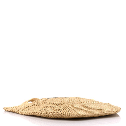 Prada Yarn Raffia Effect Crochet Logo Embroidered Shopping Tote Bag Naturale 4 of 10