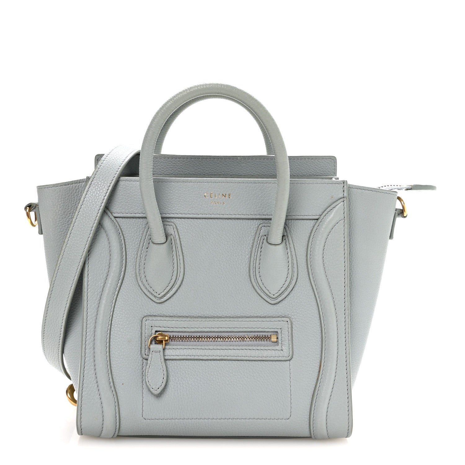 Celine Drummed Calfskin Nano Luggage Almond 1 of 10
