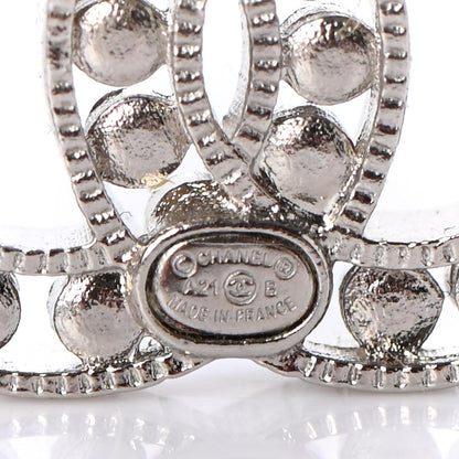 Chanel Crystal CC Earrings Silver 4 of 4