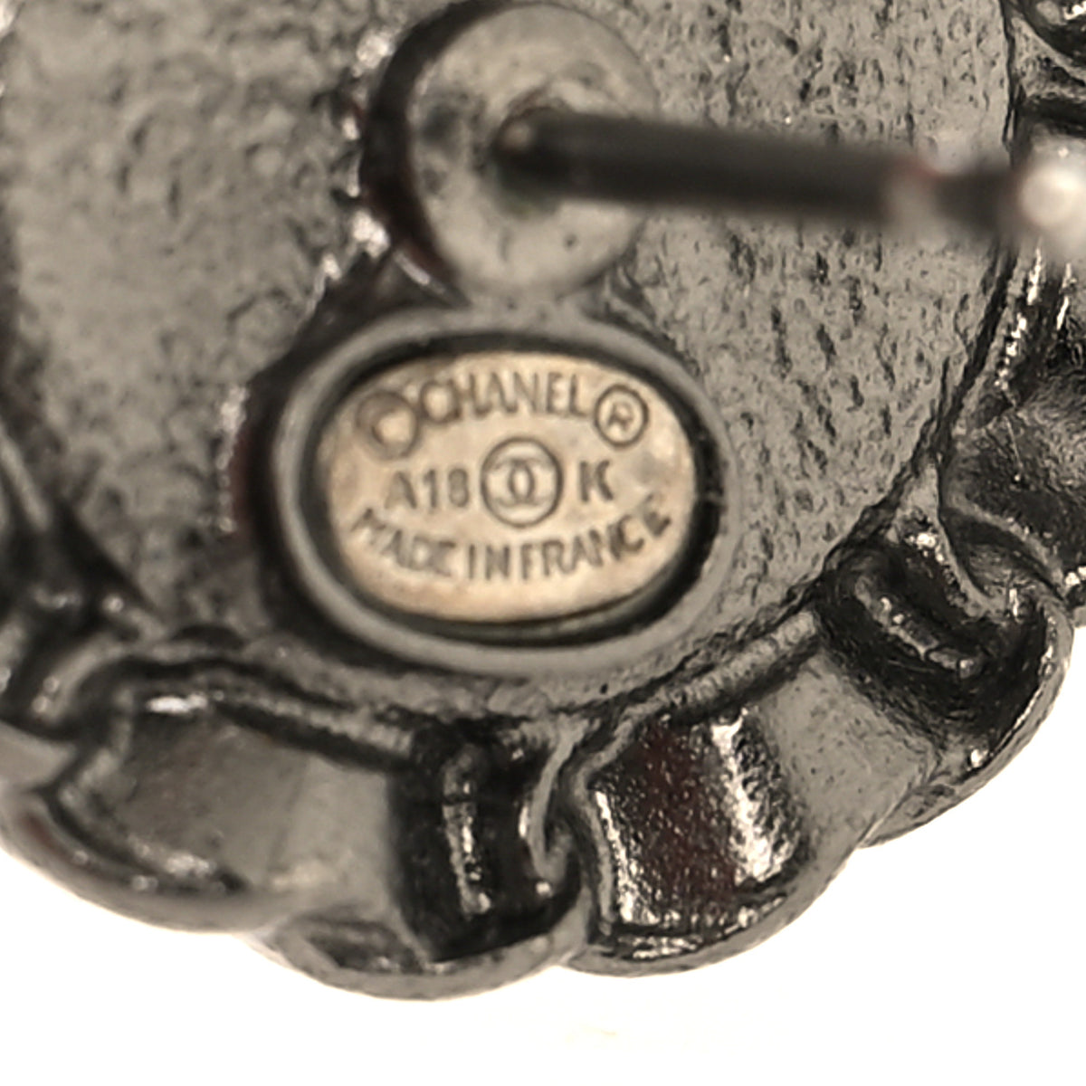 Chanel CC Chain Round Earrings Ruthenium Black Ruthenium Black 4 of 5