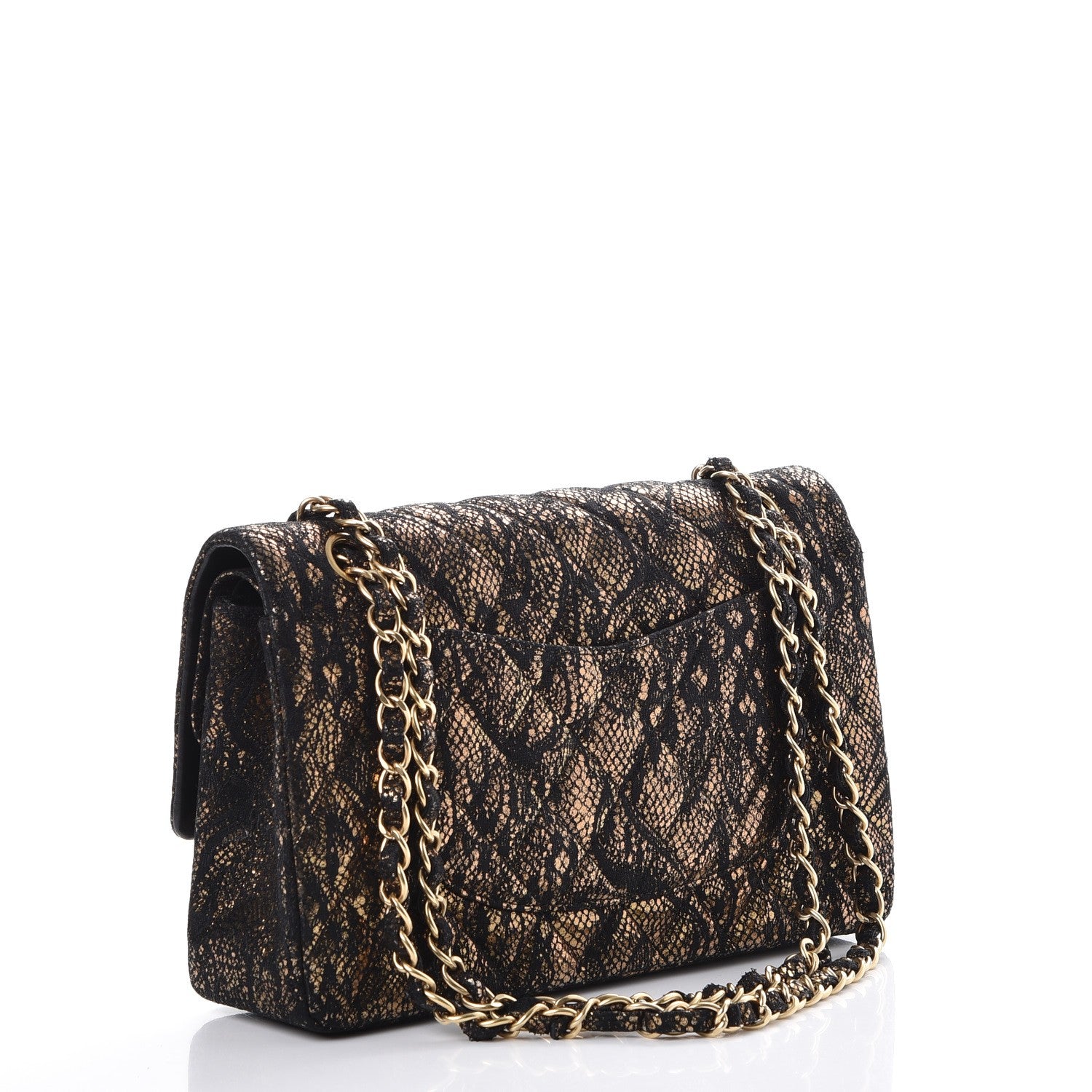 Chanel Lace Metallic Goatskin Medium Double Flap Gold 4 of 9