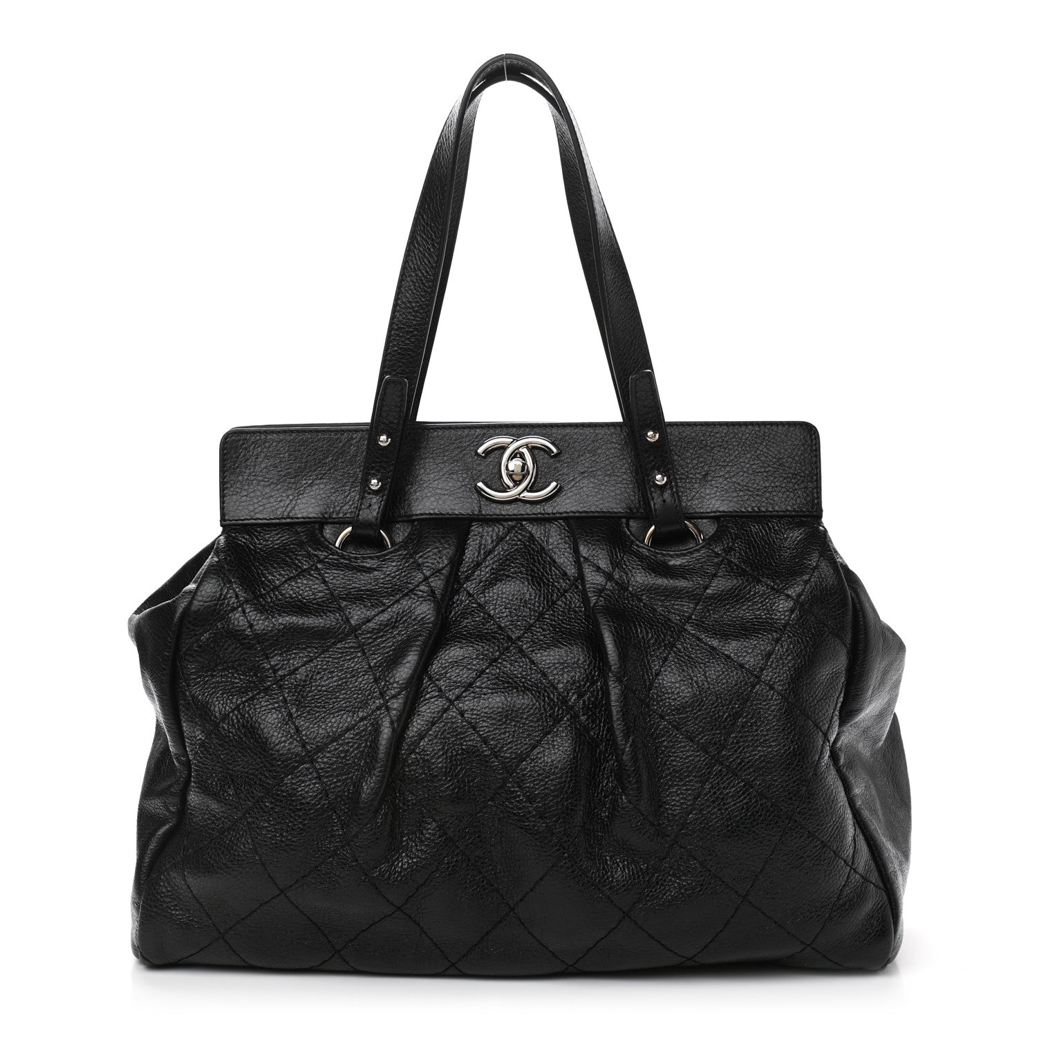 Chanel Glazed Calfskin Large On The Road Large Frame Tote Black 1 of 11