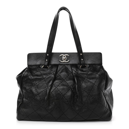 Chanel Glazed Calfskin Large On The Road Large Frame Tote Black 1 of 11