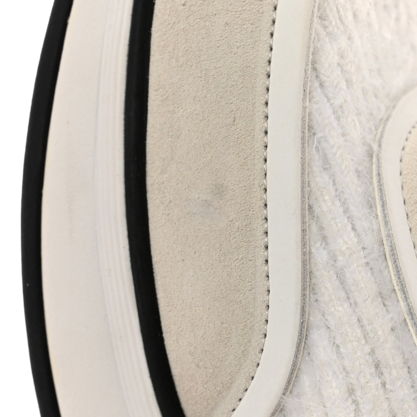 Fabric Calfskin Suede CC Womens Sneakers 38.5 White