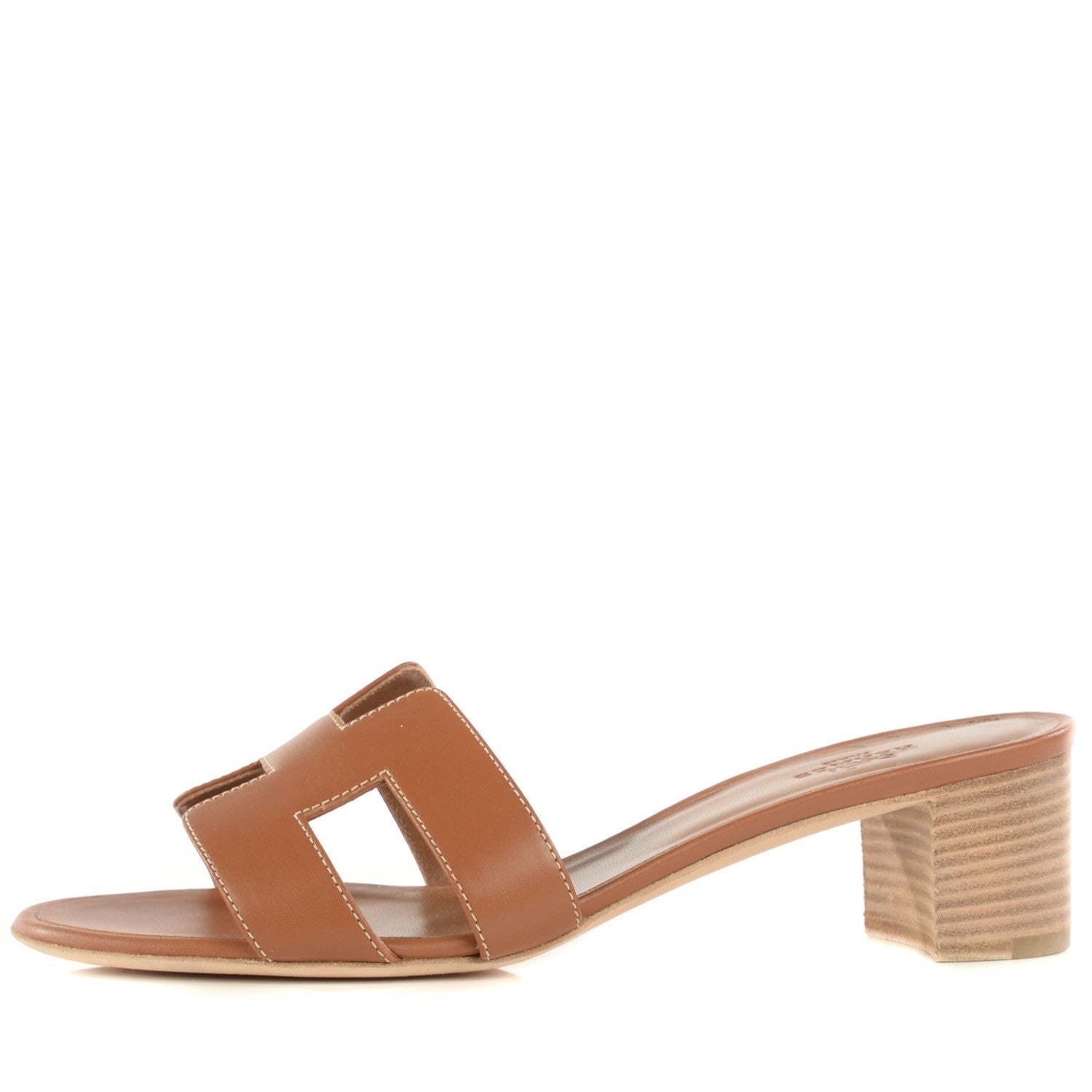 Hermes Calfskin Oasis Sandals 38 Gold 1 of 8