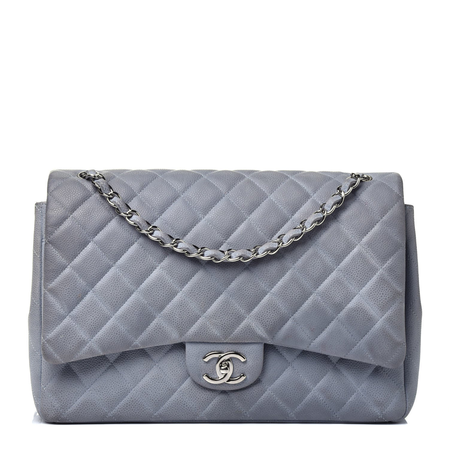 Chanel Iridescent Caviar Maxi Double Flap Light Blue 1 of 12