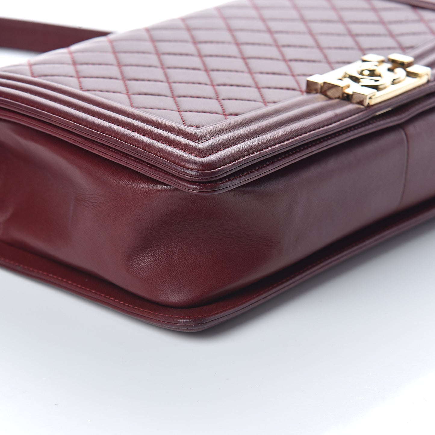 Lambskin Quilted New Medium Boy Flap Dark Red