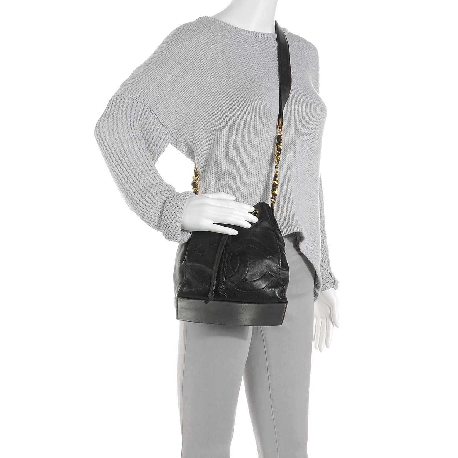 Chanel Lambskin Drawstring Shoulder Bag Dark Brown 2 of 8