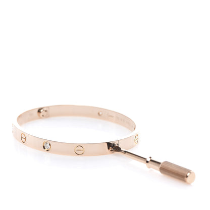 Cartier 18K Pink Gold 4 Diamond LOVE Bracelet 18 4 of 9