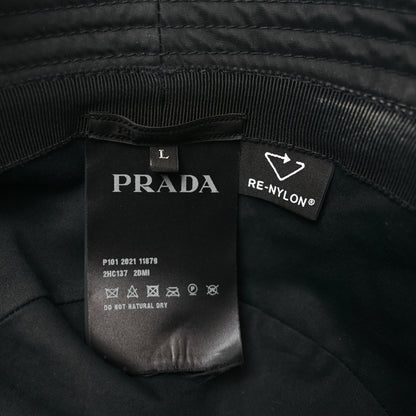 Prada Re-Nylon Metal Triangle Logo Mens Bucket Hat L Black 8 of 9