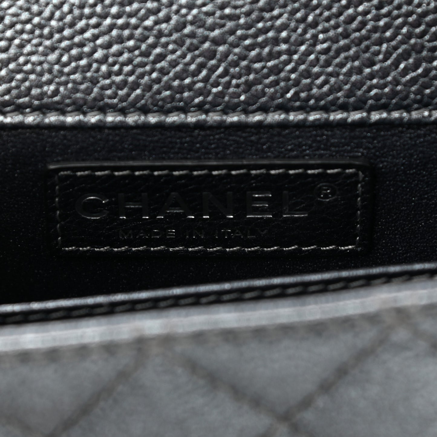 Metallic Caviar Quilted Extra Mini Flap Charcoal