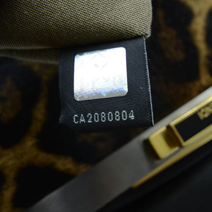 Fendi Calfskin Calf Hair Leopard Print Large Peekaboo Iconic Satchel Black 11 of 13