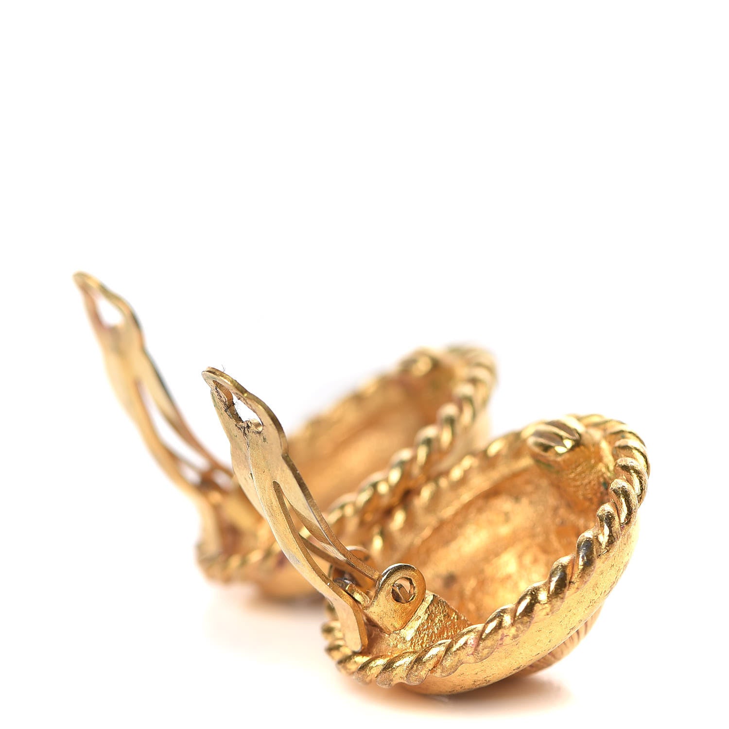 Chanel Button Clip On Earrings Gold 3 of 5