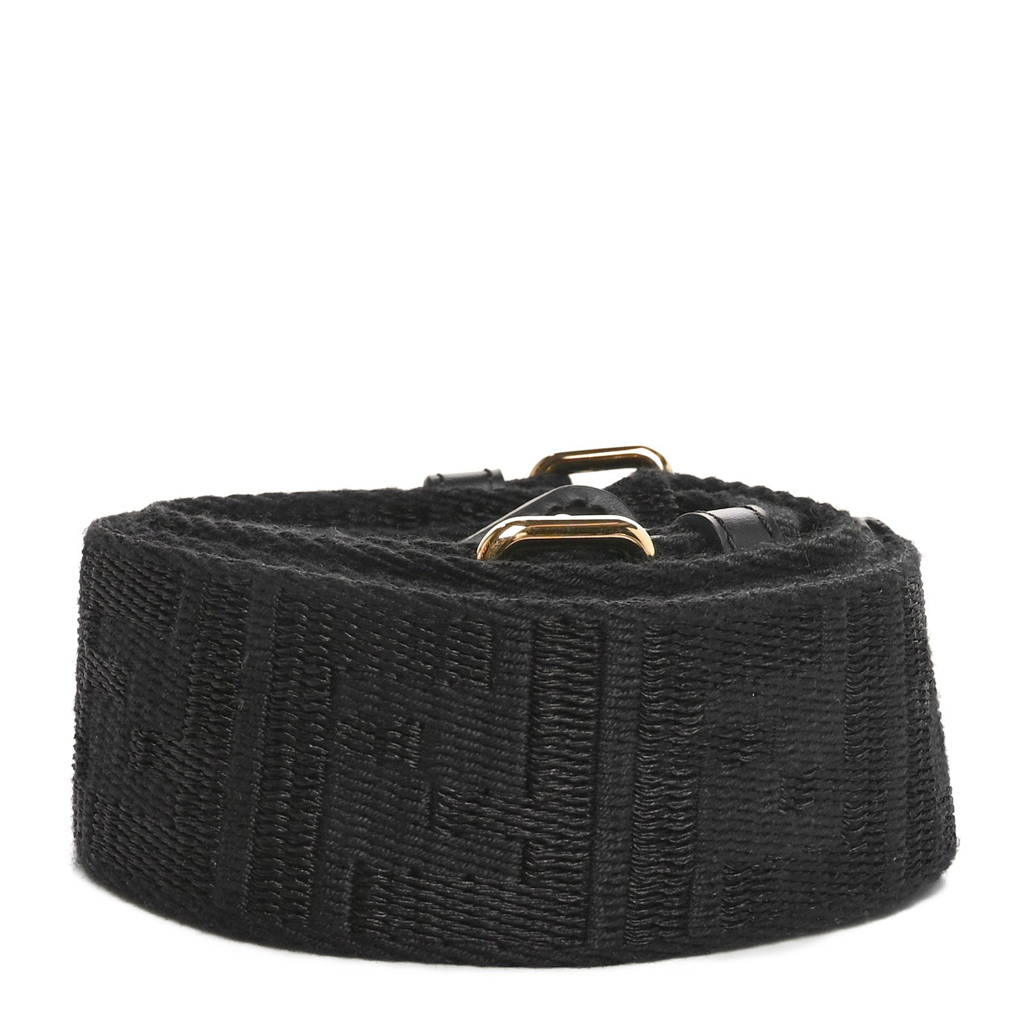 Fendi Jacquard Ribbon Vitello King FF Bi-Color Intreccio Adjustable Strap You Black 2 of 4