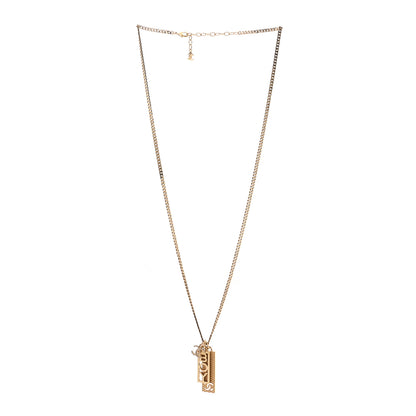 Chanel Metal Crystal CC Boy Pendant Long Necklace Gold 3 of 7