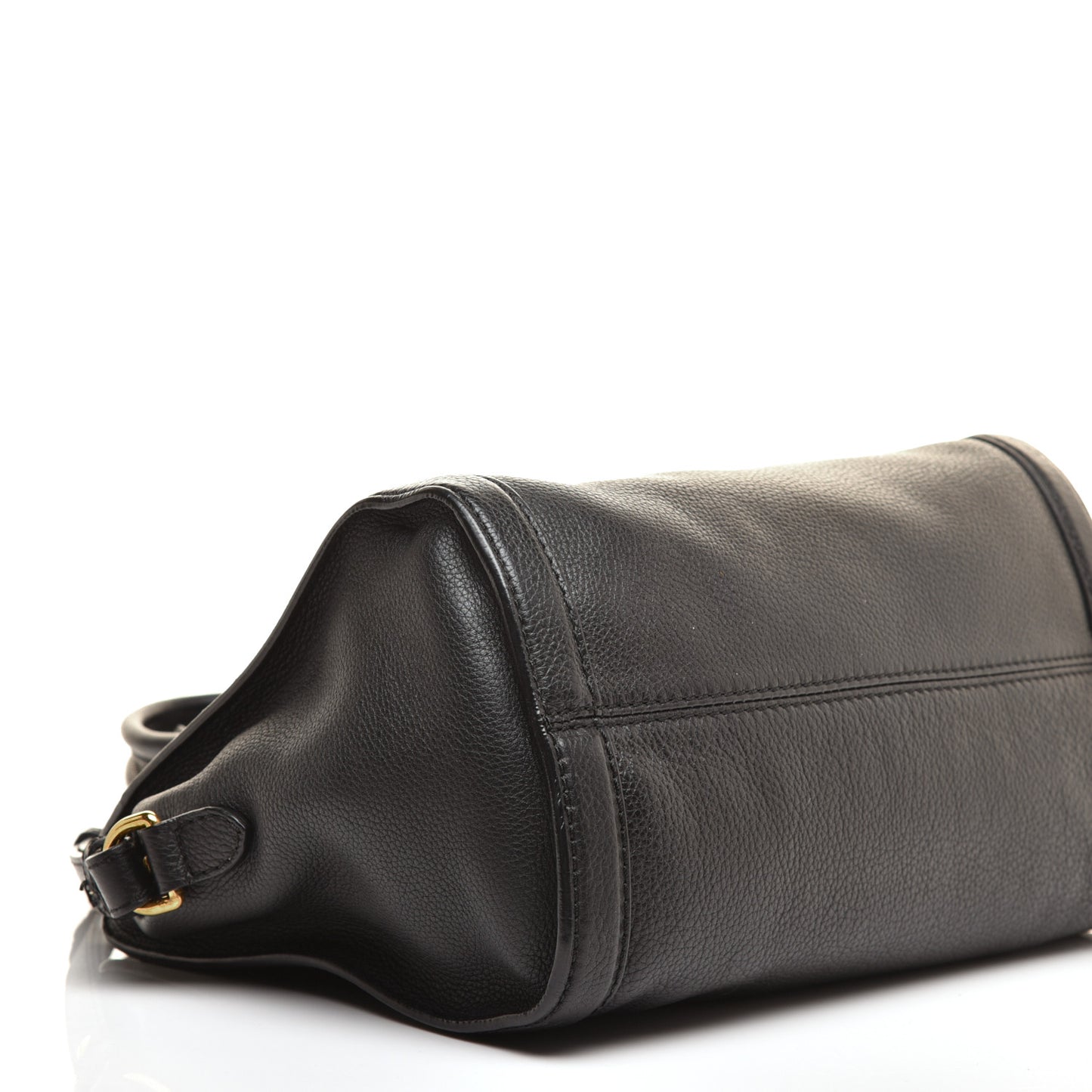 Pebbled Calfskin Small Skull Padlock Zip Around Tote Black