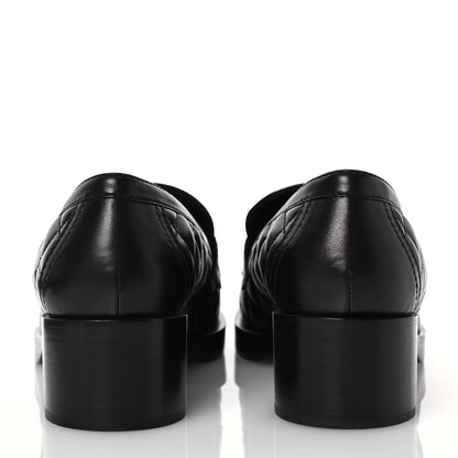 Chanel Lambskin Quilted CC Heart Loafers 38 Black 5 of 14