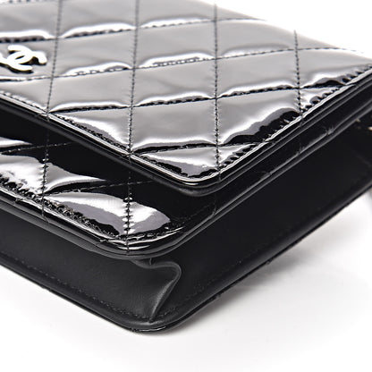 Chanel Patent Quilted Wallet On Chain WOC Black 10 of 12