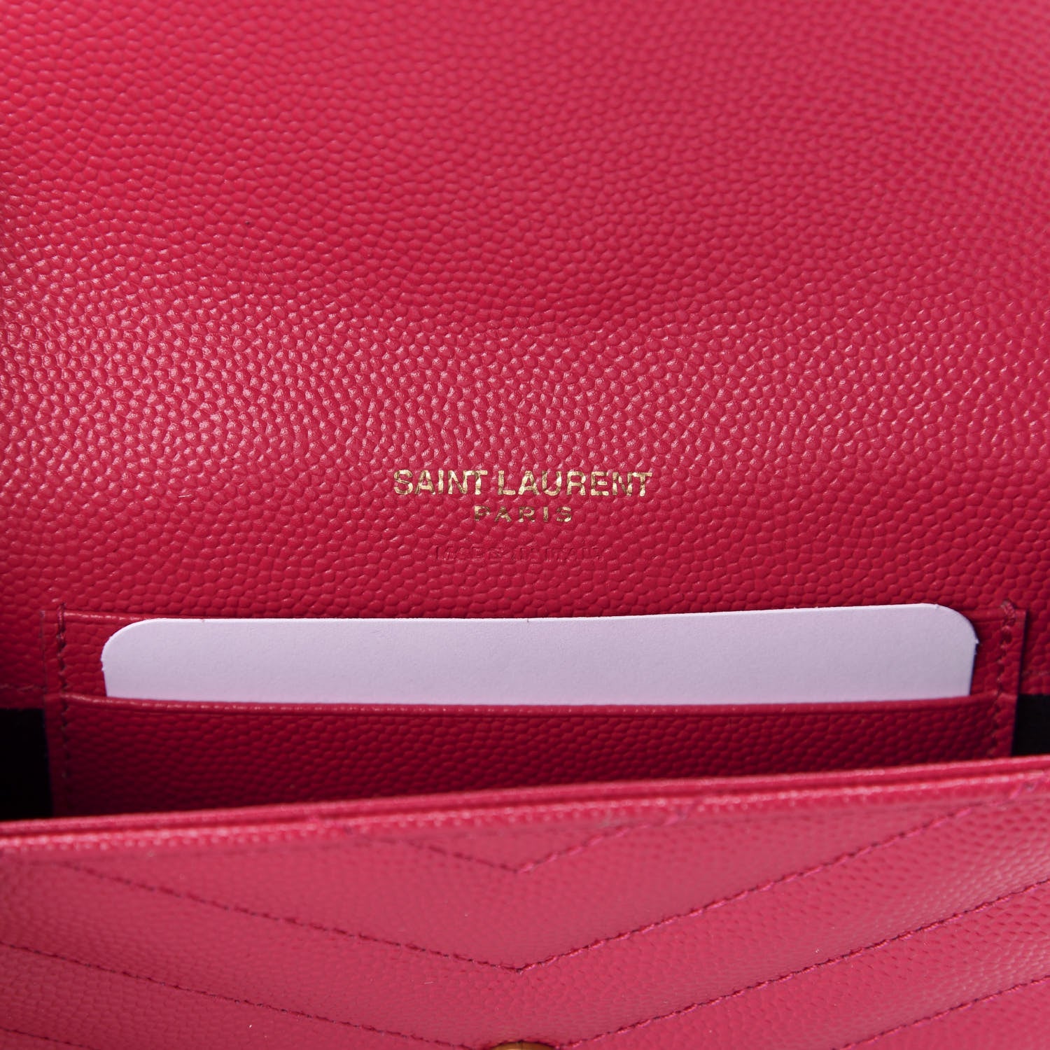 Saint Laurent Grain De Poudre Matelasse Chevron Small Monogram Envelope Wallet Fresh Fuchsia 6 of 6