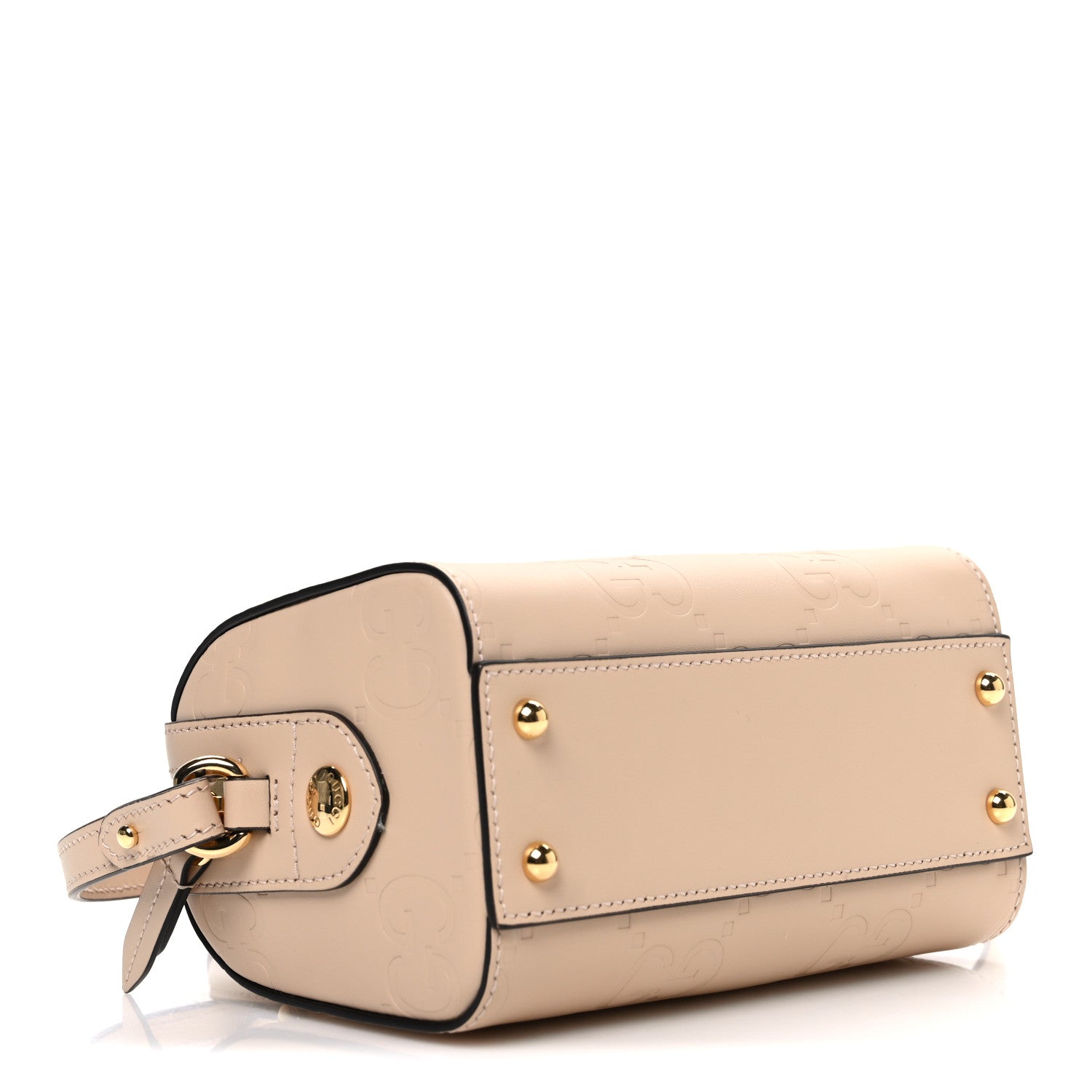 Gucci Gilbert Calfskin Jumbo GG Embossed Super Mini Top Handle Bowler Bag Beige 4 of 11