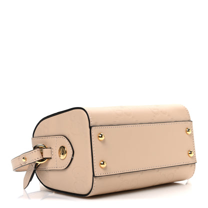 Gucci Gilbert Calfskin Jumbo GG Embossed Super Mini Top Handle Bowler Bag Beige 4 of 11