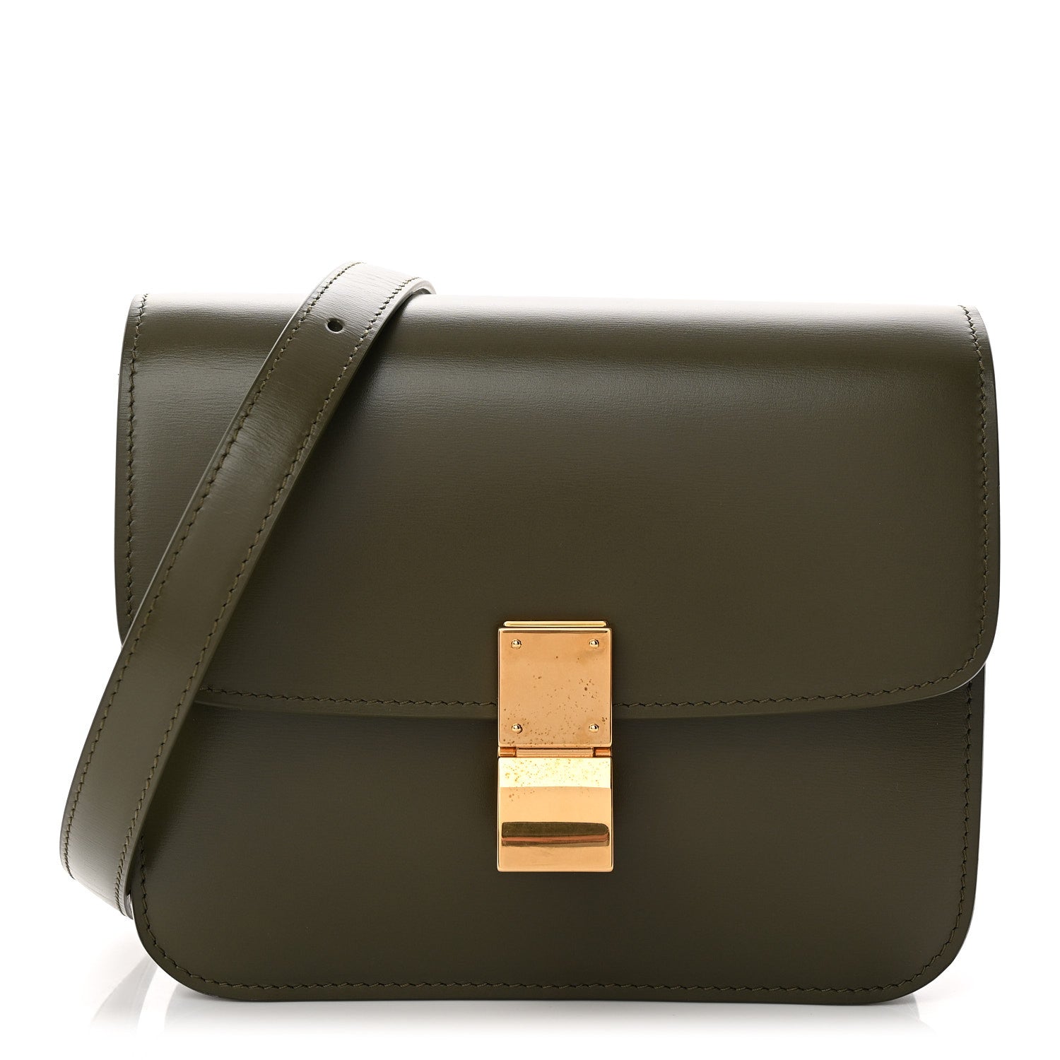 Celine Box Calfskin Teen Classic Box Flap Bag Dark Olive 1885564