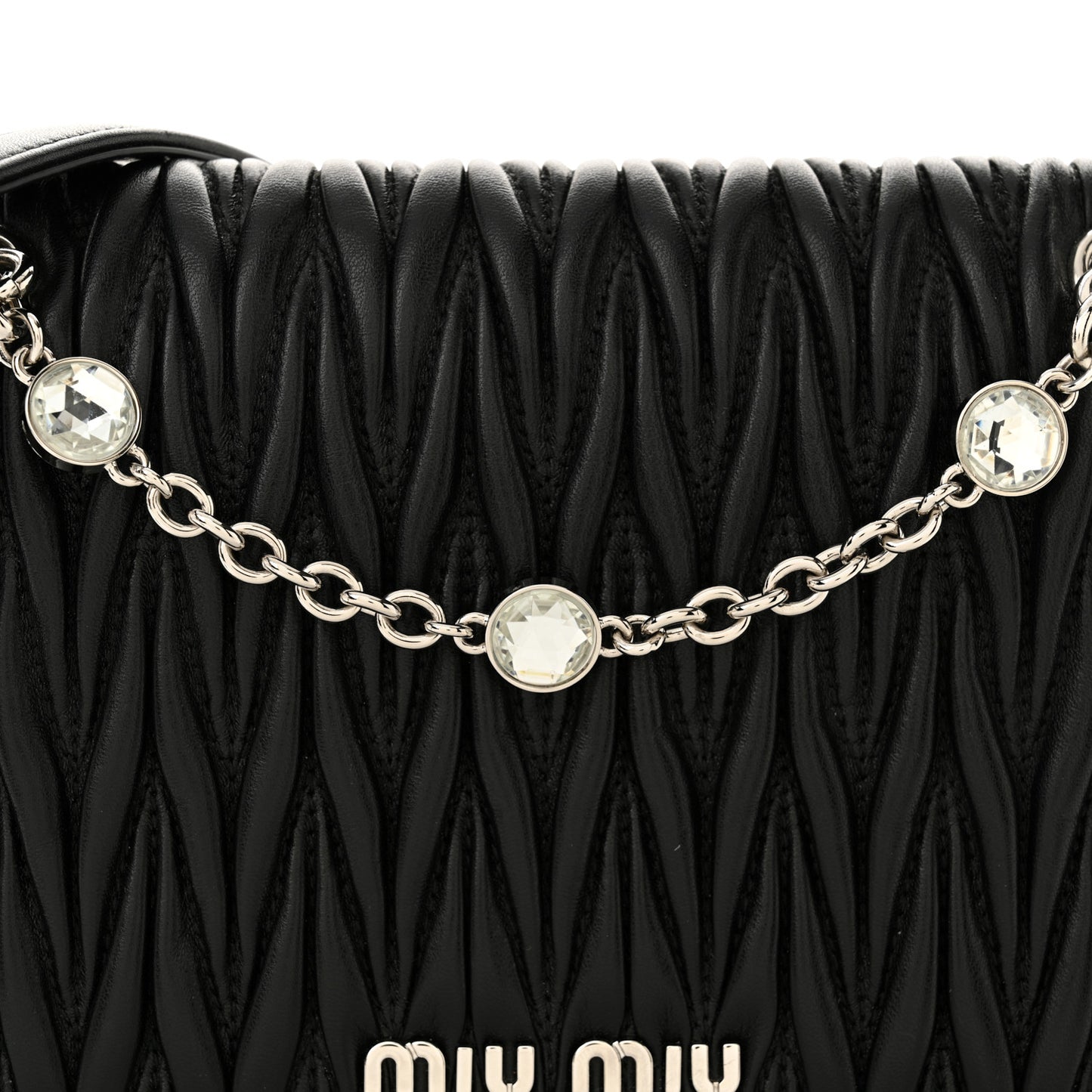 Nappa Matelasse Crystal Mini Chain Bag Black