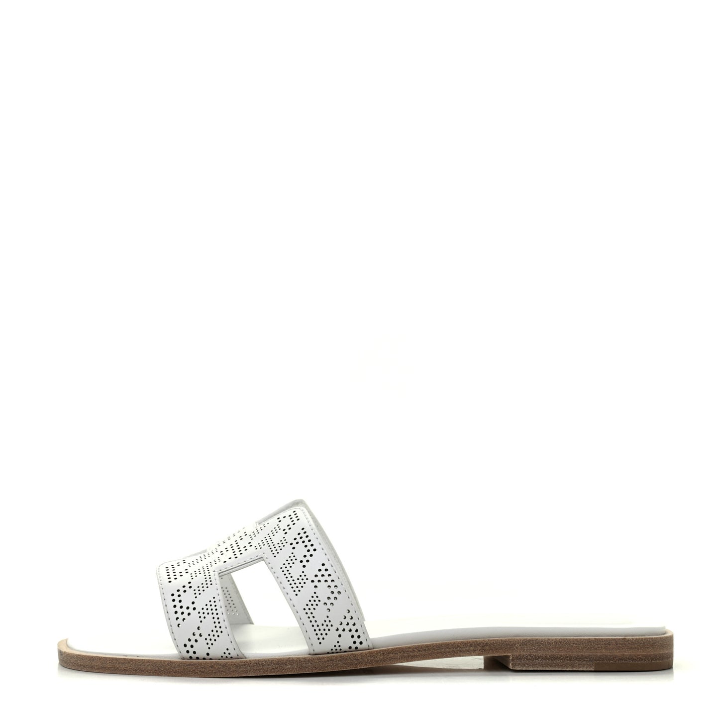 Calfskin Perforated Oran Sandals 36 White