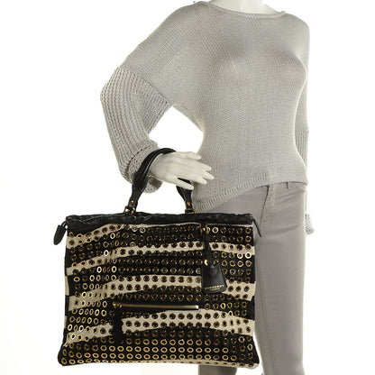 Burberry Calf Hair Zebra Print Grommet Big Crush Tote Black 2 of 13