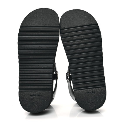 Chanel Lambskin Patent Logo Platform Sandals 41 Black White 5 of 9