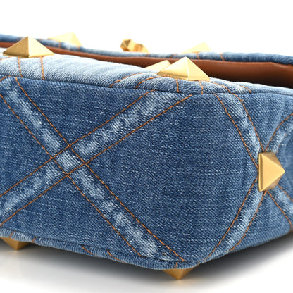 Valentino Garavani Denim Medium Roman Stud Shoulder Bag Light Denim Selleria 9 of 9