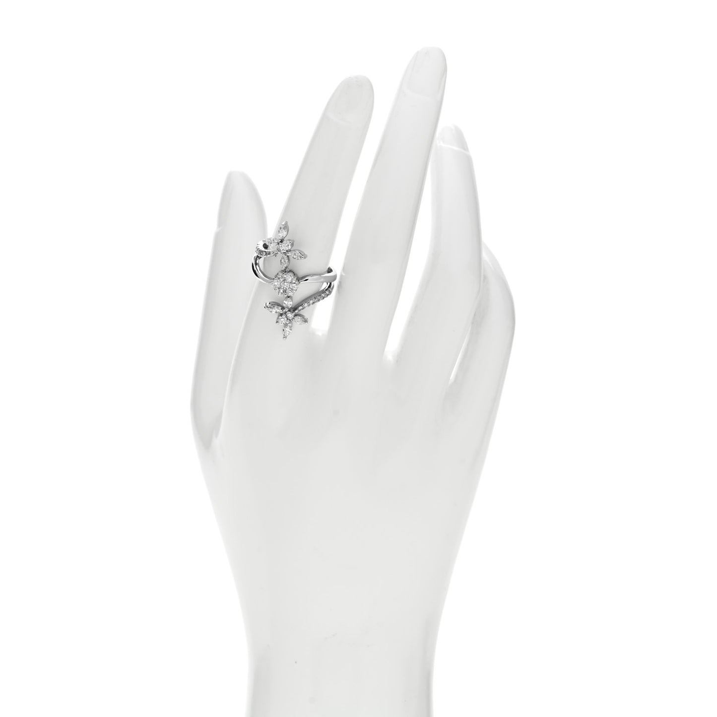 18K White Gold Diamond 1.35ctw Floral Butterfly Ring  56 7.5