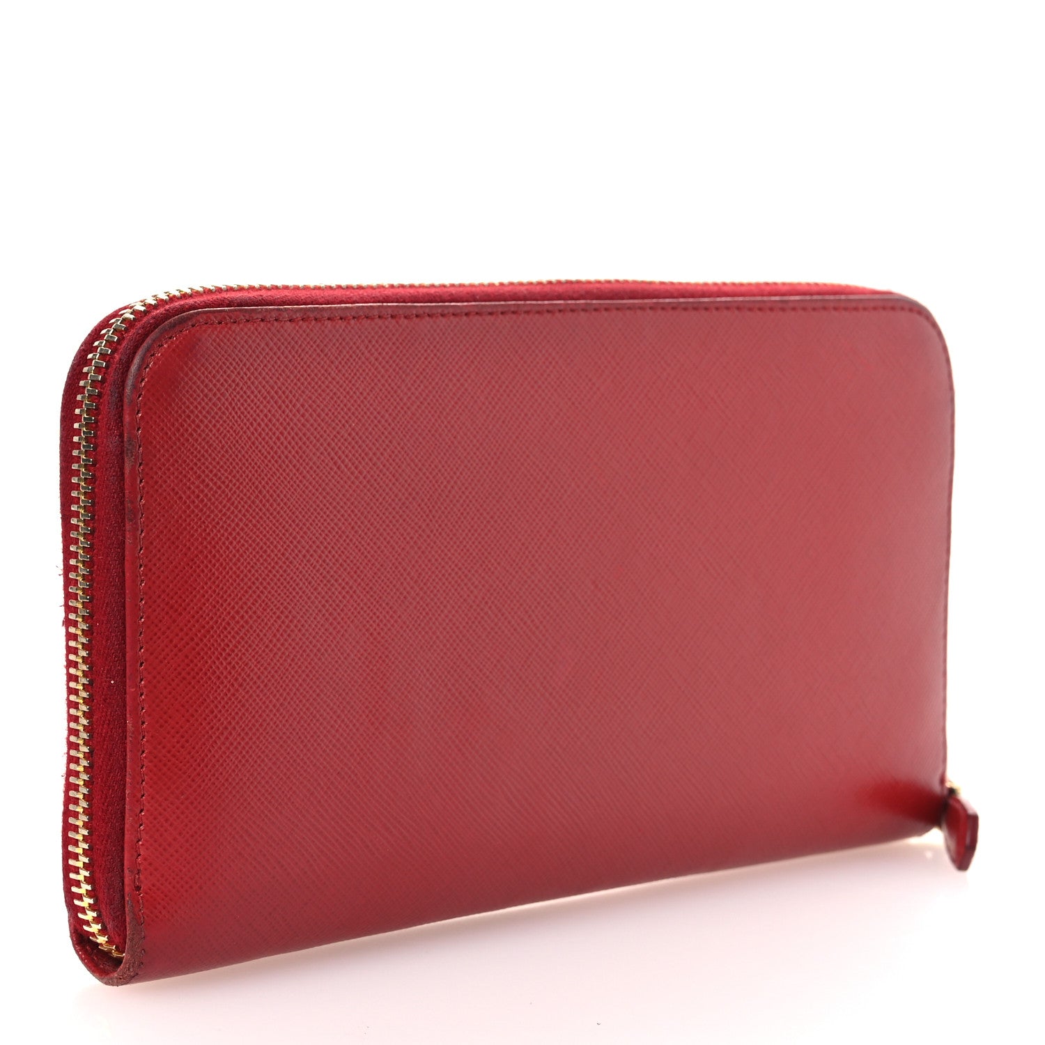 Prada Saffiano Metal Zip Around Wallet Fuoco 3 of 14