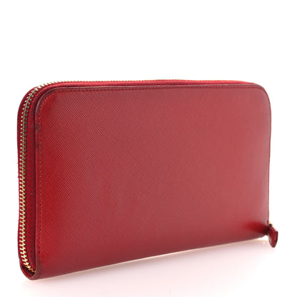 Prada Saffiano Metal Zip Around Wallet Fuoco 3 of 14