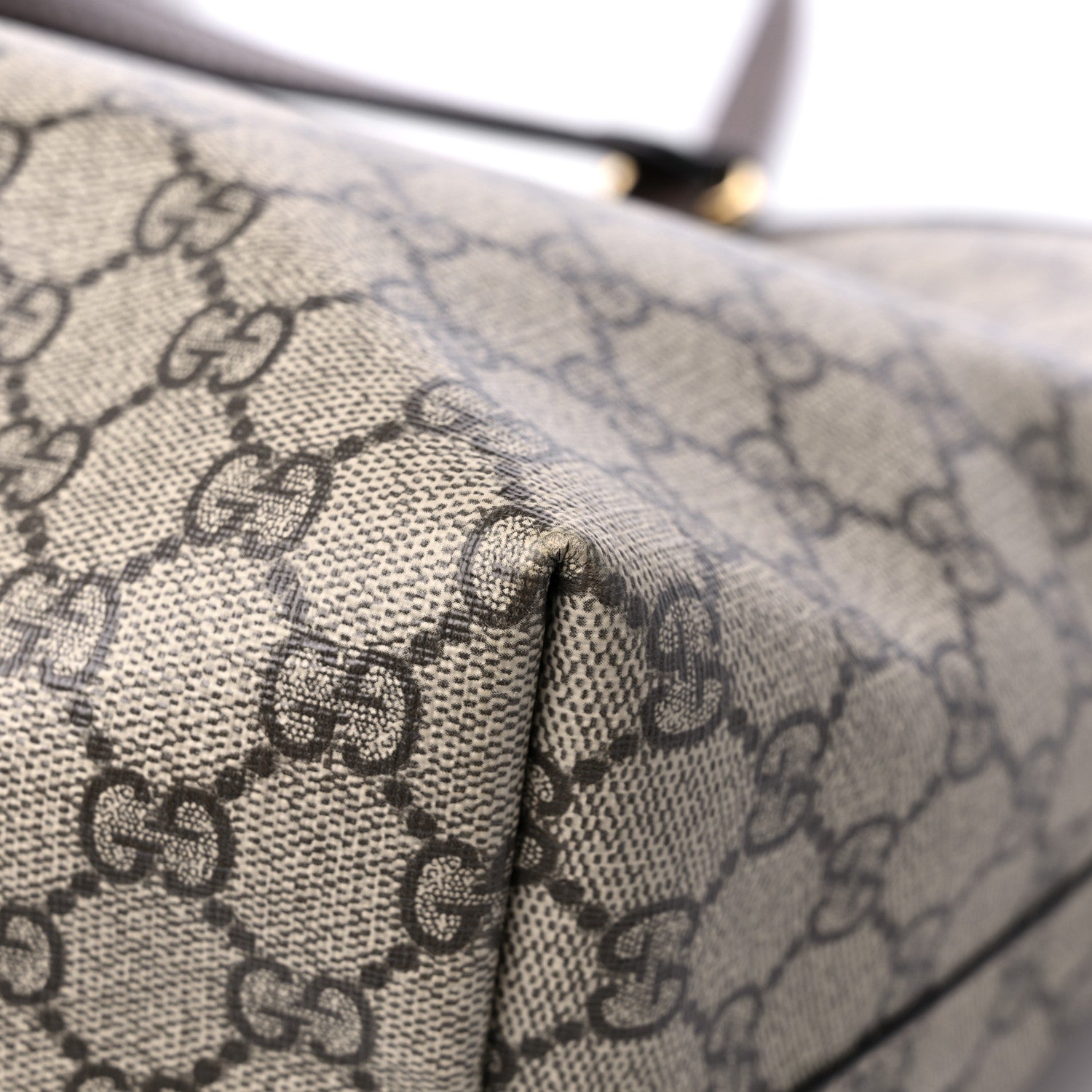 Gucci GG Supreme Monogram Textured Calfskin Web Medium Ophidia Shopping Tote Beige Ebony New Acero 12 of 13