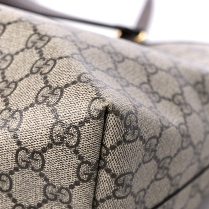 Gucci GG Supreme Monogram Textured Calfskin Web Medium Ophidia Shopping Tote Beige Ebony New Acero 12 of 13