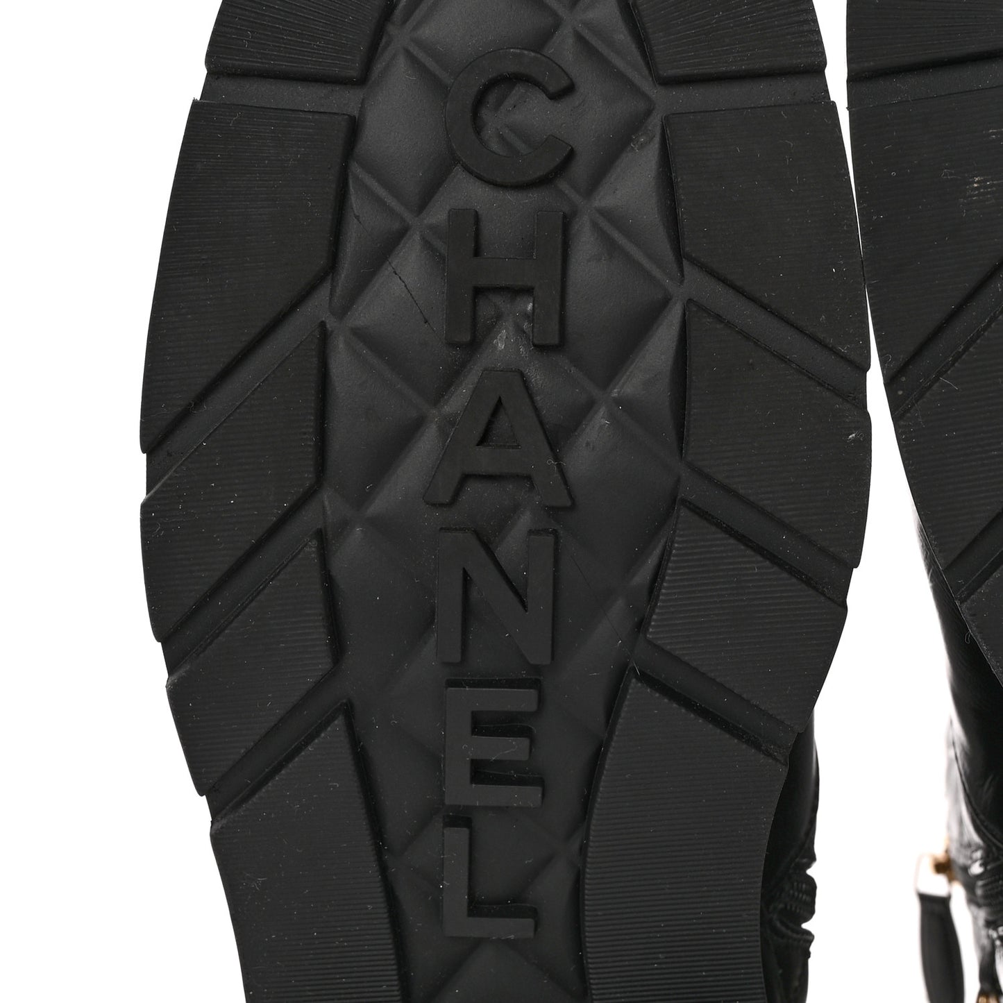 Shiny Calfskin Patent Quilted Chain Lace Up Combat Boots 39 Black
