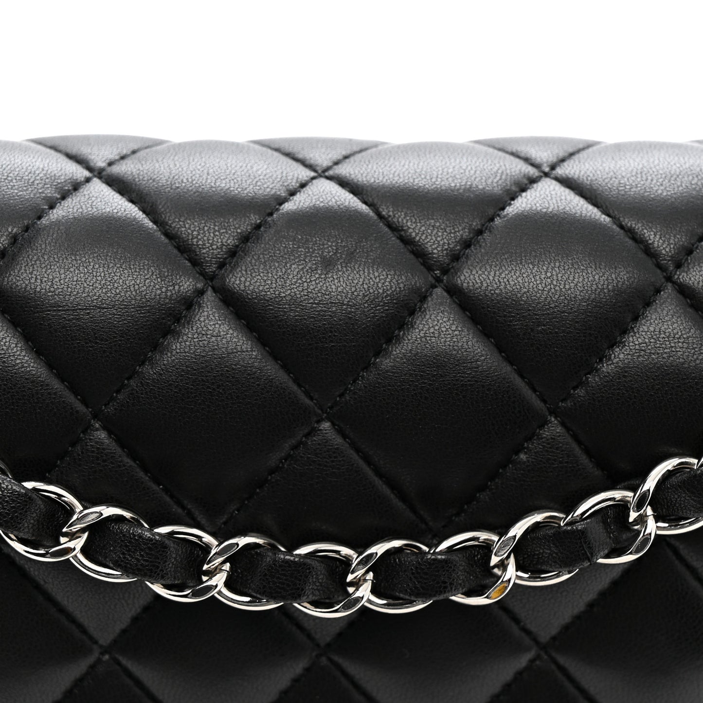 Lambskin Quilted Medium Double Flap Black
