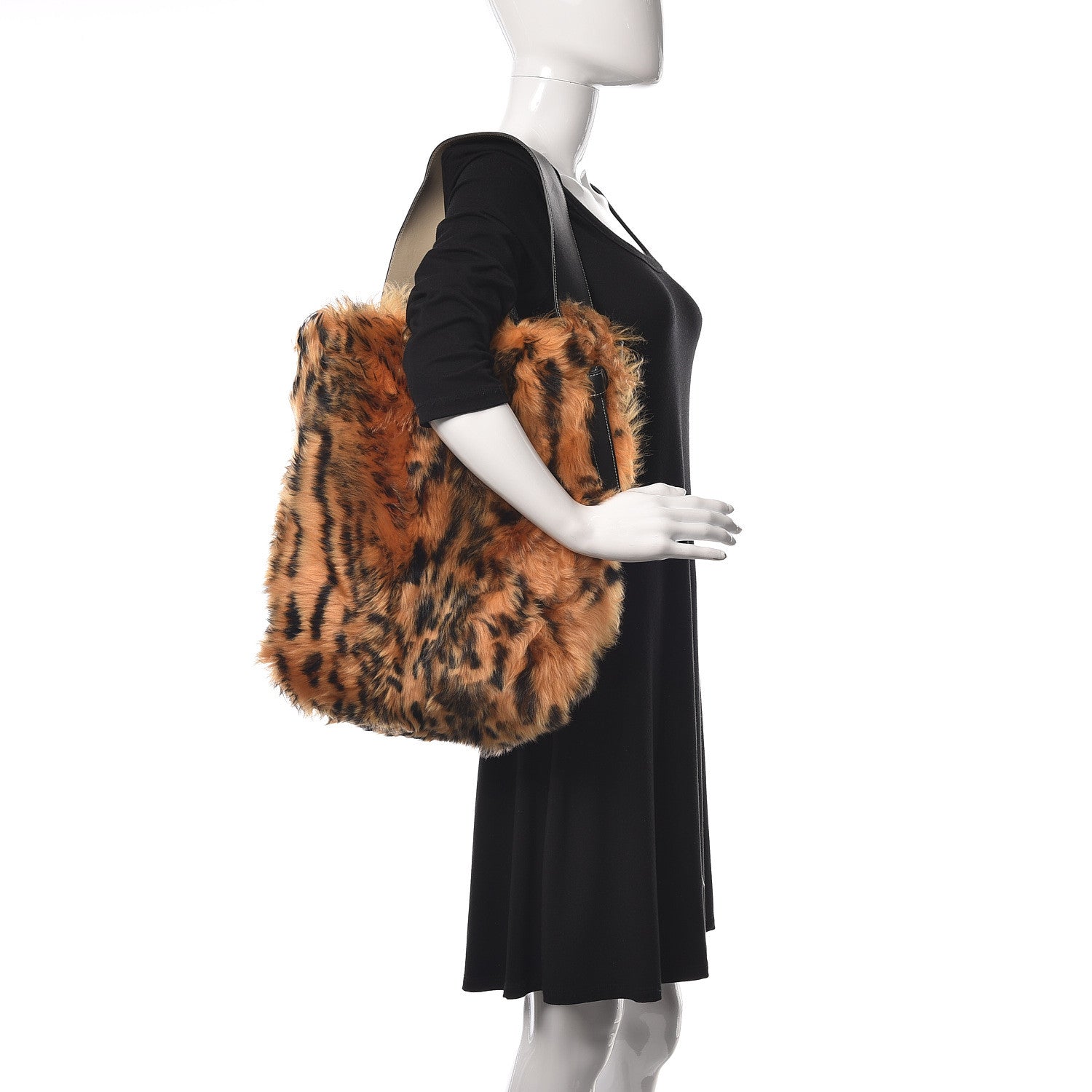 Celine Shiny Smooth Calfskin Shearling Small Twisted Cabas Black Multicolor 2 of 11