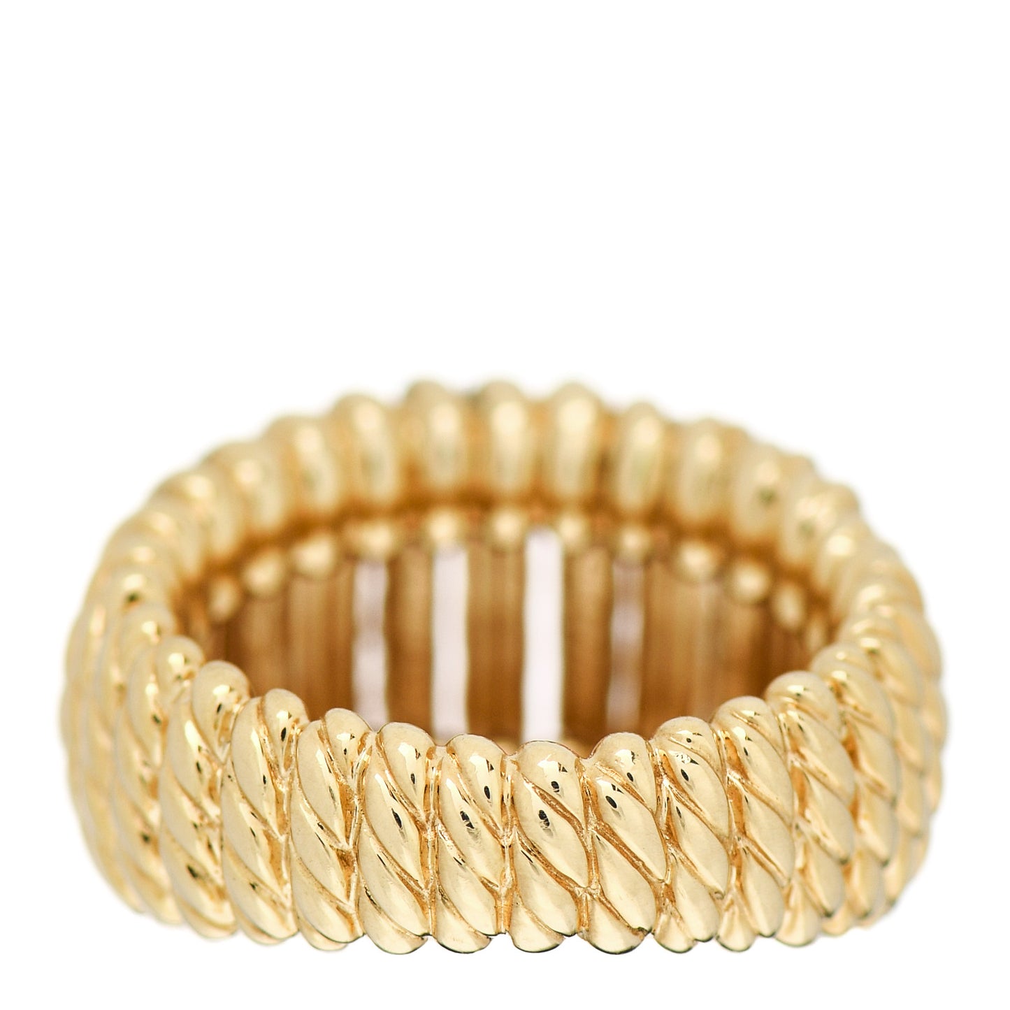 18K Yellow Gold Diamond Cable Vertical Ring 49 4.75