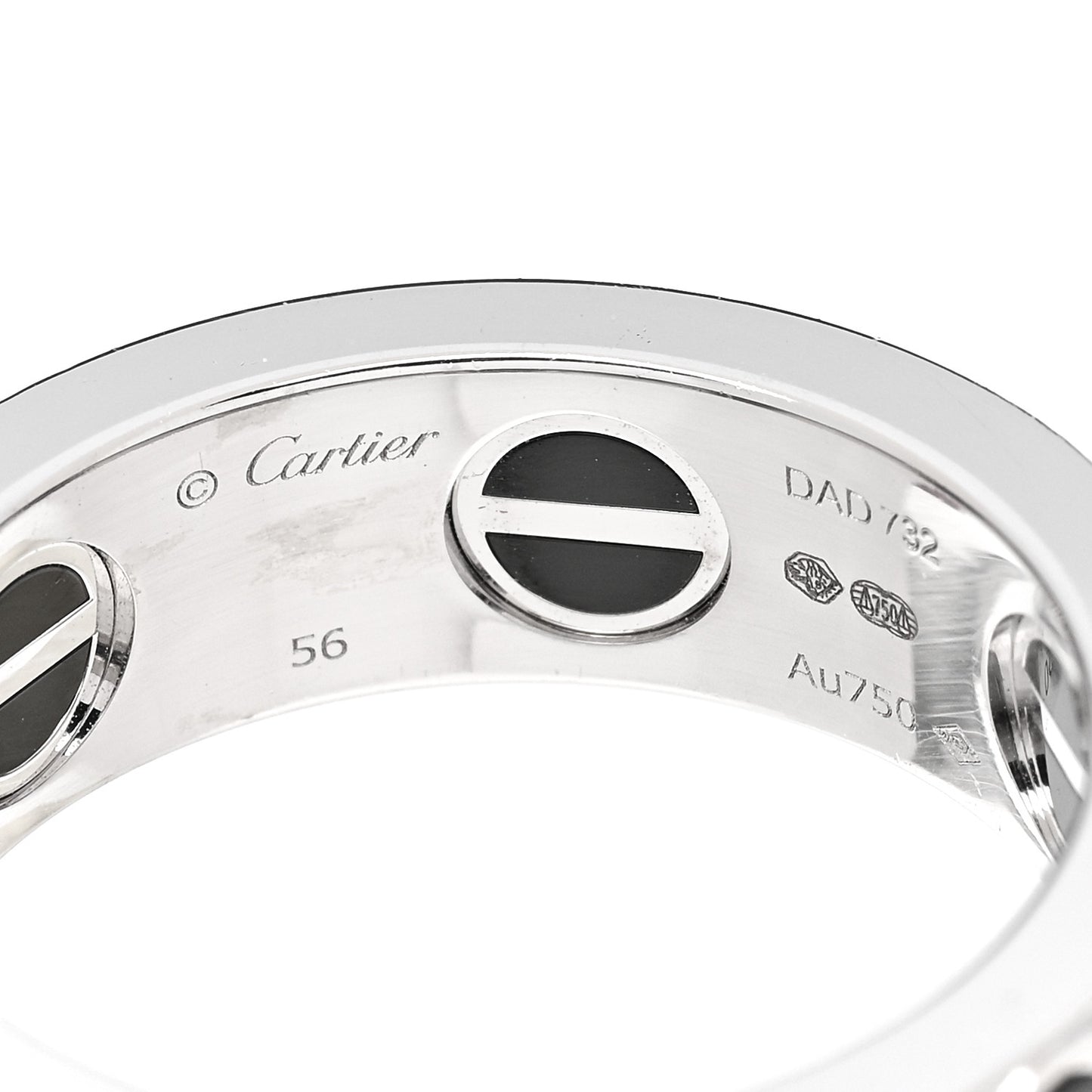 18K White Gold Diamond Ceramic LOVE Paved Ring 56 7.5