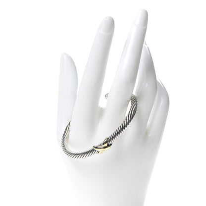 David Yurman Sterling Silver 14K Yellow Gold 5mm X Station Cable Bracelet 2 of 4