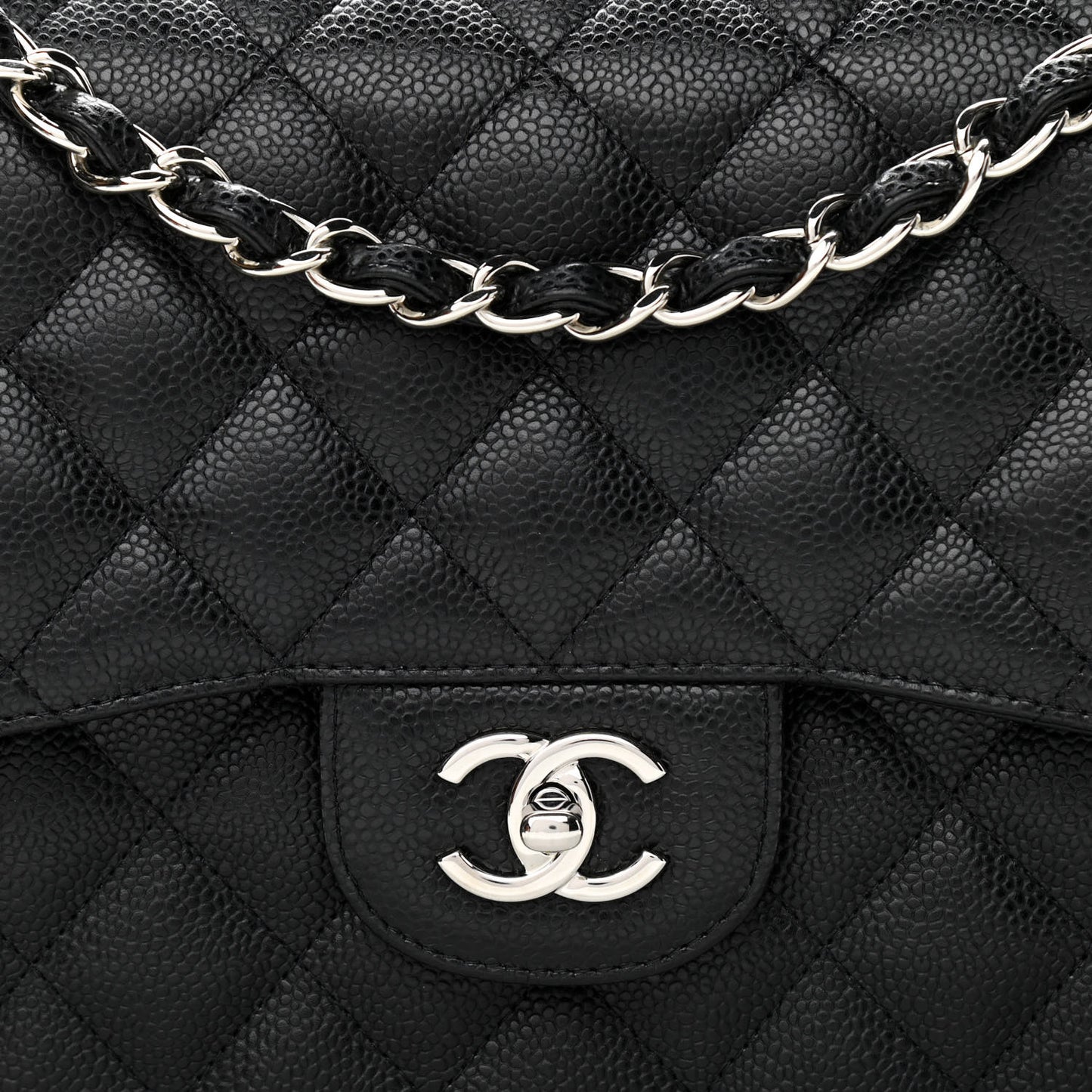 Caviar Quilted Jumbo Double Flap Black