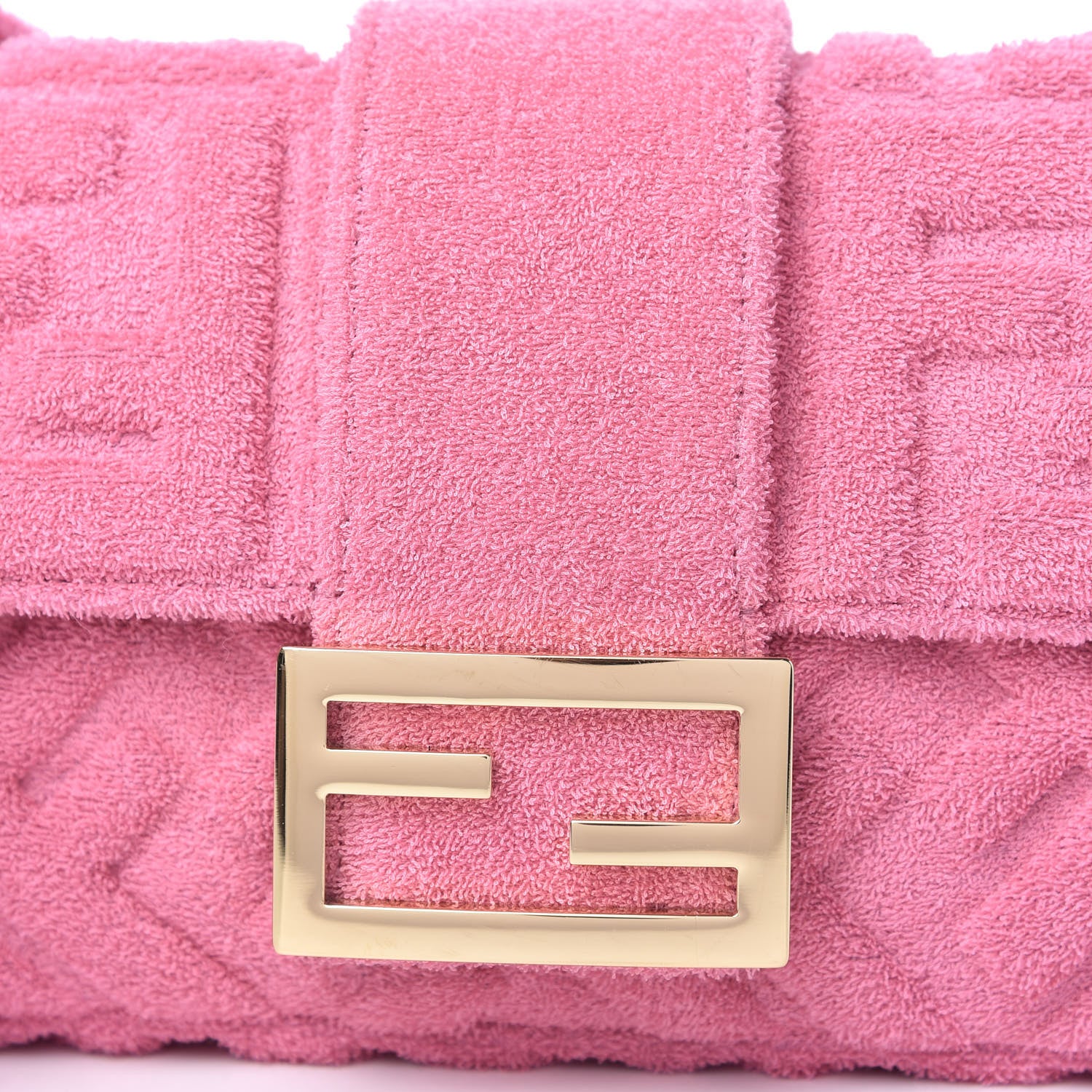 Fendi Terry Cloth Vitello Century Matte FF 1974 Embossed Belt Baguette Lollypop 11 of 11