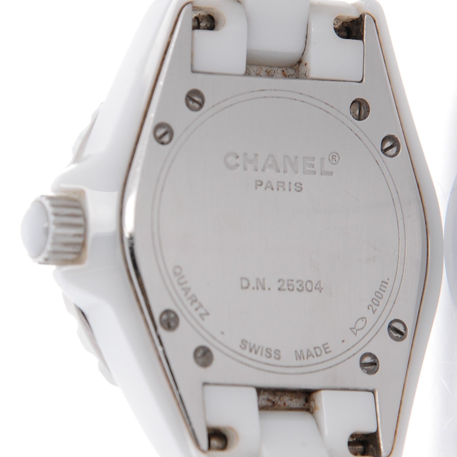 Chanel Stainless Steel Ceramic Diamond 33mm J12 Quartz Watch White 6 of 7