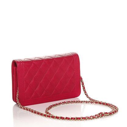 Chanel Caviar Quilted Boy Wallet On Chain WOC Fuchsia 3 of 6
